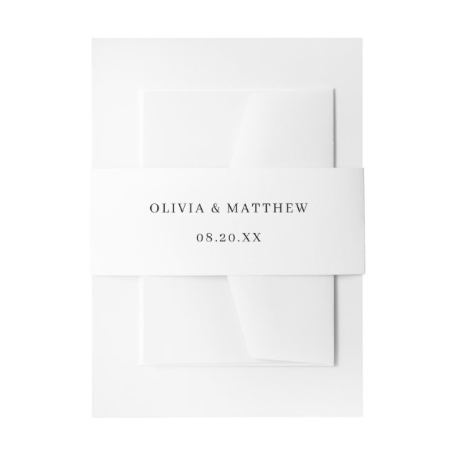 Elegant White Classic Minimalist Wedding Invitation Belly Band (Front Example)