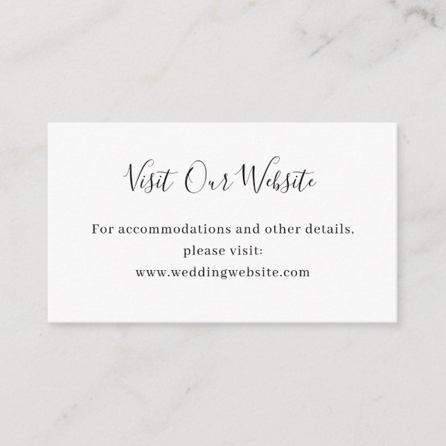 Elegant White Classic Minimalist Wedding Website Enclosure Card (Front)