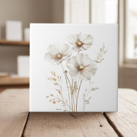 Elegant white cosmos flowers faux gold grass