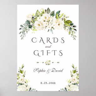 Elegant White Cream Floral Cards & Gifts Wedding Poster