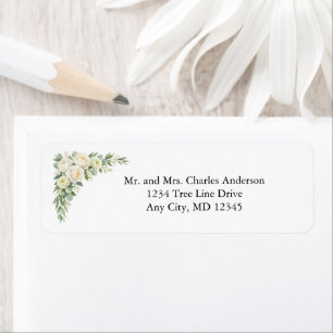 Elegant White Cream Florals Wedding Return Address