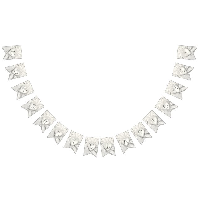 Elegant White Cream Heart Bunting Flag (All)