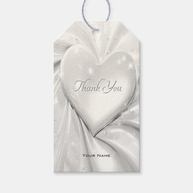 Elegant White Cream Heart Gift Tag (Front)