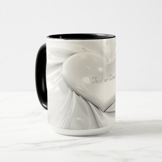 Elegant White Cream Heart Mug (Front Left)