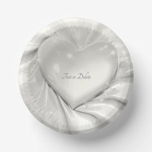 Elegant White Cream Heart Paper Plate