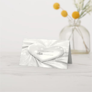 Elegant White Cream Heart Place Card