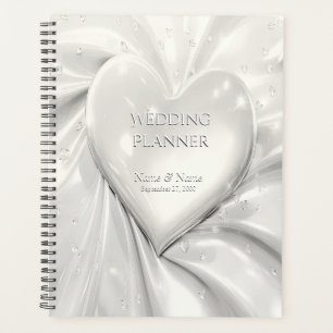 Elegant White Cream Heart Planner