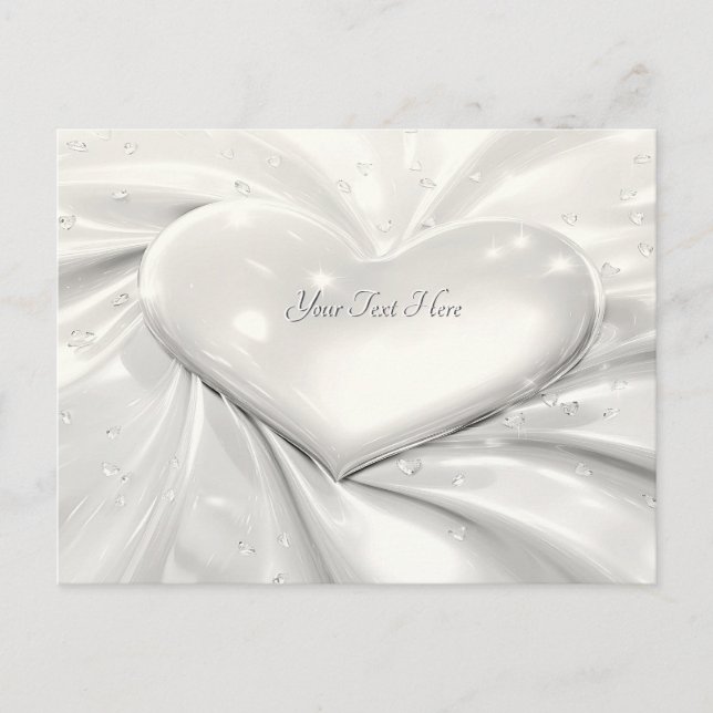 Elegant White Cream Heart Postcard (Front)