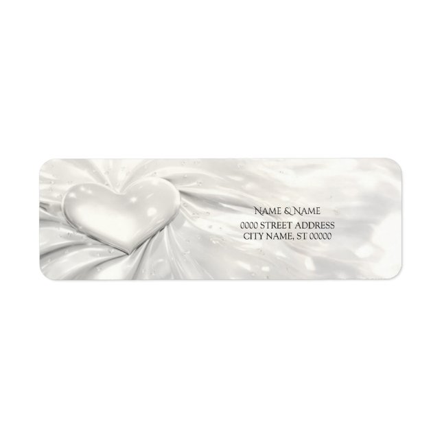Elegant White Cream Heart Return Address Label (Front)