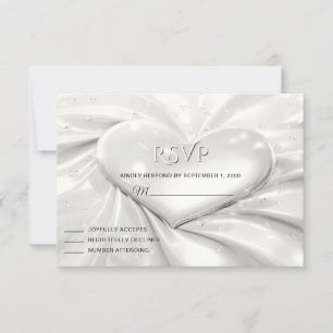 Elegant White Cream Heart RSVP Card