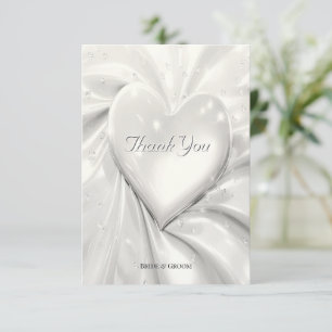 Elegant White Cream Heart Thank You Card