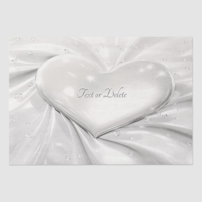 Elegant White Cream Heart Tissue Paper (Front)