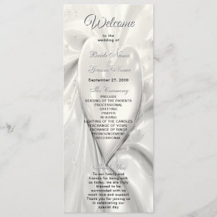 Elegant White Cream Heart Wedding Program Programme