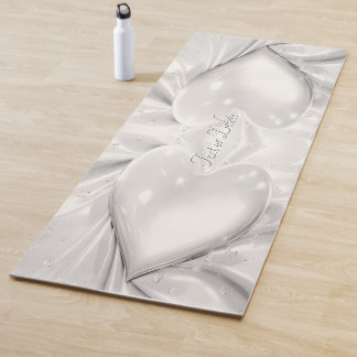 Elegant White Cream Heart Yoga Mat