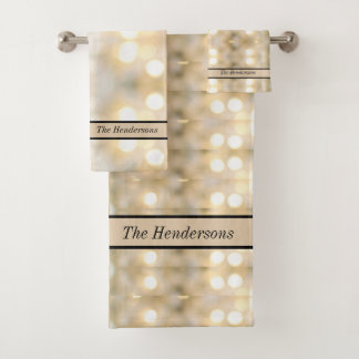 Elegant White Cream off white Lights Chic Modern Bath Towel Set