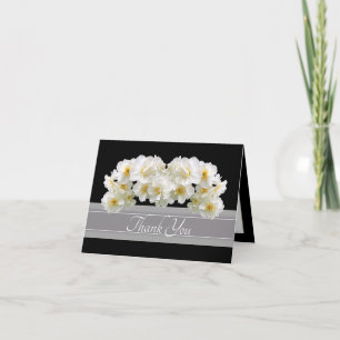 Elegant White Daffodil Bouquet Floral Thank You Card