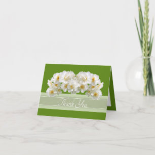 Elegant White Daffodil Bouquet Floral Thank You Card