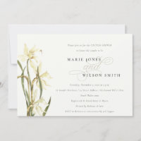Elegant White Daffodil Couples Shower Invite