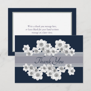 Elegant White Daffodils Modern Botanical Thank You Card