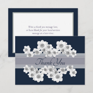 Elegant White Daffodils Modern Botanical Thank You Card