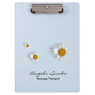 Elegant white daisies blue clipboard