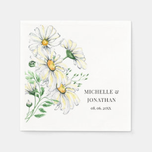 Elegant White Daisies Garden Floral Wedding Napkin