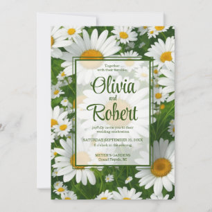 Elegant white daisies white floral fields Wedding Invitation