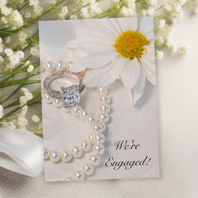 Elegant White Daisy Engagement Party Invitation (Creator Uploaded)