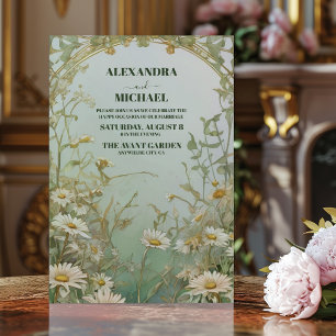 Elegant White Daisy Flower Wedding Invitation