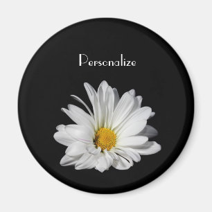 Elegant White Daisy Flower With Name Magnet