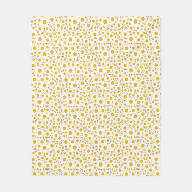 Elegant white daisy pattern fleece blanket (Front)