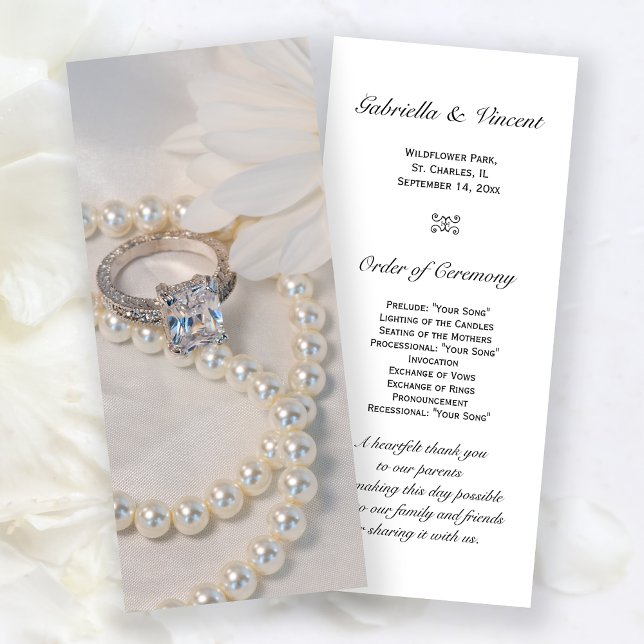 Elegant White Daisy Wedding Ceremony Program Programme (Creator Uploaded)