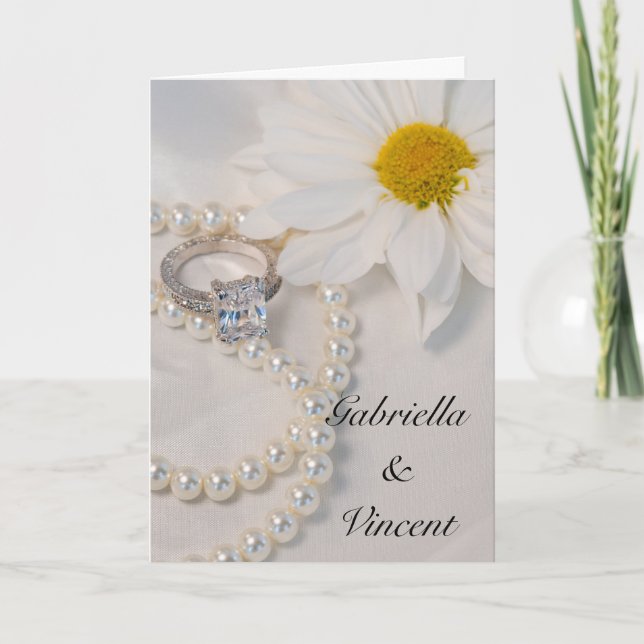 Elegant White Daisy Wedding Invitation (Front)