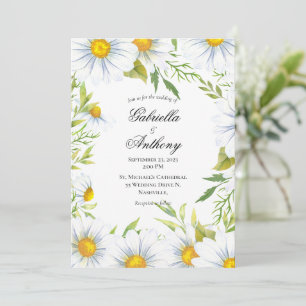 Elegant White Daisy Wedding Invitations