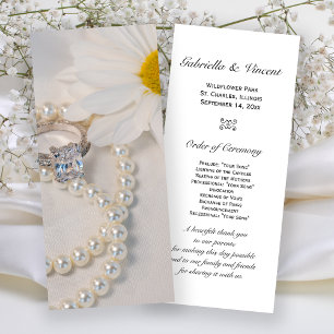 Elegant White Daisy Wedding Program Programme