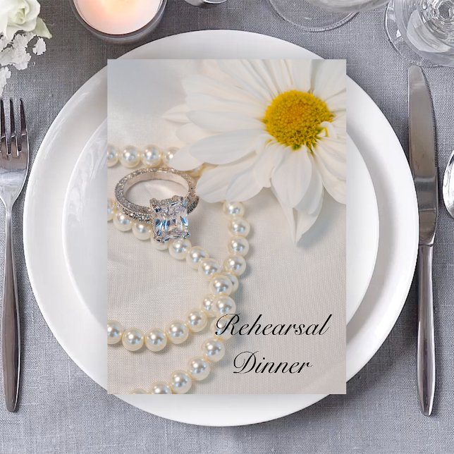 Elegant White Daisy Wedding Rehearsal Dinner Invitation (Creator Uploaded)