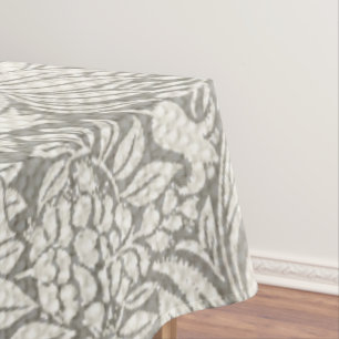 Elegant White Damask Floral Home Decor Tablecloth