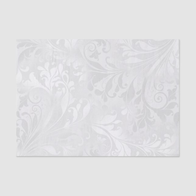 Elegant White Damask Tissue Paper (Front)