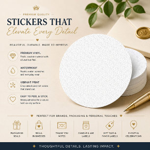 Elegant White Damask Wedding Seal Sticker