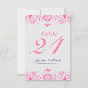 Elegant White Damasks & Pinke Floral Lace 2 Invitation