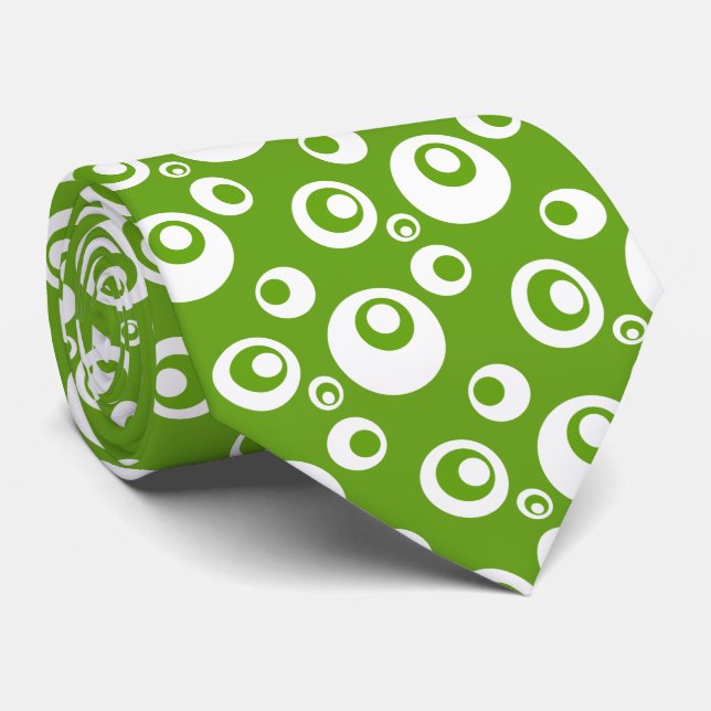 Elegant White Dots On Green Background Tie (Rolled)