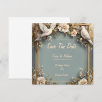 Elegant White Dove & Floral Frame Wedding Invites