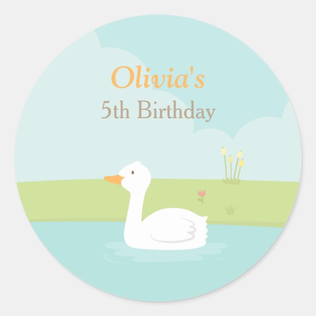 Elegant White Duck Spring Pond Decorative Stickers (Front)