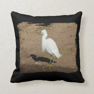 Elegant White Egret Photo Large Wild Bird Cushion