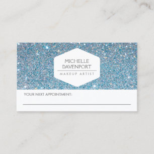 ELEGANT WHITE EMBLEM BLUE GLITTER APPOINTMENT CARD