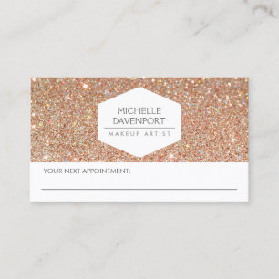 ELEGANT WHITE EMBLEM COPPER GLITTER APPOINTMENT CARD
