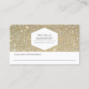 ELEGANT WHITE EMBLEM GOLD GLITTER APPOINTMENT CARD