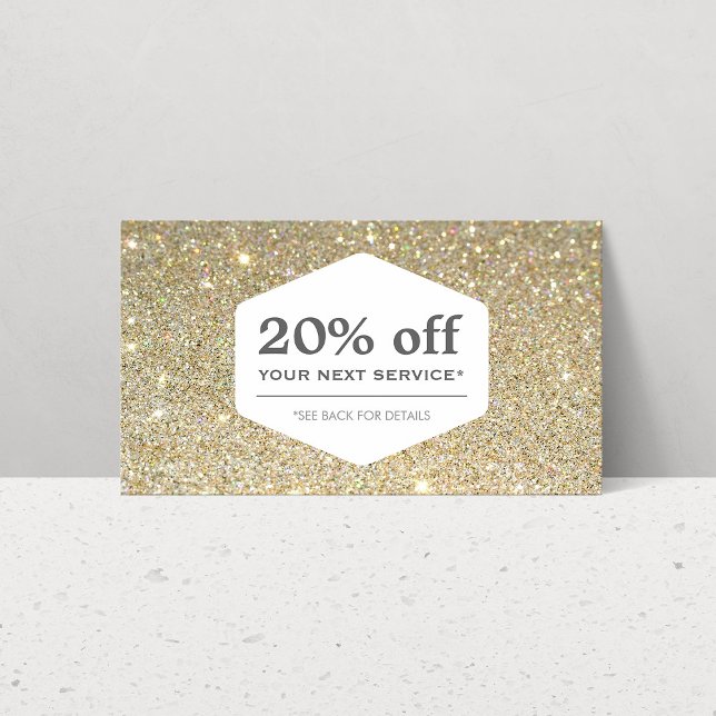 ELEGANT WHITE EMBLEM ON GOLD Discount Coupon Card (Creator Uploaded)