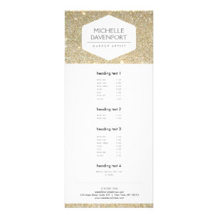 ELEGANT WHITE EMBLEM ON GOLD GLITTER Rack Card