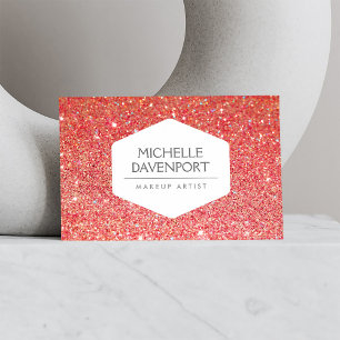 ELEGANT WHITE EMBLEM ON RED GLITTER BACKGROUND BUSINESS CARD
